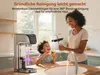 A mother and child in a kitchen, with an ice cream maker and ice cream. Podgląd zdjęcia produktu