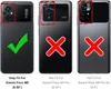 Three smartphone backs are shown, with one marked as a correct fit and two as incorrect fits for a phone case. Produktbild-Vorschau