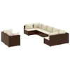 9-tlg. Garten-Sofagarnitur mit Kissen Braun Poly Rattan Produktbild-Vorschau 1