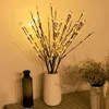 Decorative LED branches in a vase, with a dark glass bottle and dried flowers in another vase in the background. Náhled obrázku produktu