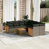 9-tlg. Garten-Sofagarnitur mit Kissen Grau Poly Rattan Produktbild-Vorschau 2