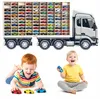 Modellauto-Regal für 80 Autos 1:64 – Wandregal & Setzkasten für Spielzeugautos, Lkw-Motiv, Weiß, Birken-Sperrholz – mit Modellautos an der Wand Produktbild-Vorschau