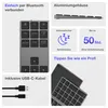 Collage of product images and marketing text for a Bluetooth numpad. Náhled obrázku produktu