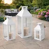 XXL 3tlg Gartenlaternen Set Windlichter 25/40/51cm mit Seilgriff Metall weiß Produktbild-Vorschau