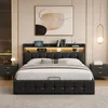 INONEFT Gestoffeerd bed 160x200 cm, jeugdbed met LED/USB, Productafbeelding-voorbeeld 2