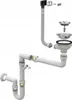 A diagram of a sink drain and plumbing system, shown in white and silver components against a white background. Podgląd zdjęcia produktu