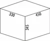 A line drawing of a rectangular prism with dimensions labeled. Produktbild-Vorschau