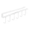 A white metal under-shelf organizer with six hooks, designed for kitchen use. Produktbild-Vorschau