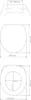 Diagrams showing the dimensions of a toilet seat. Produktbild-Vorschau