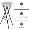 A folding stool is shown next to marketing graphics highlighting its features. Produktbild-Vorschau