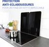 A kitchen scene with a stovetop, a pot, and a splash guard. Produktbild-Vorschau