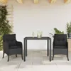 3-tlg. Garten-Essgruppe mit Kissen Schwarz Poly Rattan Produktbild-Vorschau 2