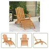 A wooden Adirondack chair with a footrest is shown in an outdoor setting, with additional views of the chair in smaller frames below. Náhled obrázku produktu