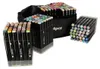A collection of marker pens in a carrying case and in stands, displayed on a white background. Produktbild-Vorschau