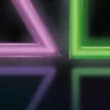 Abstract neon shapes on a dark background. Produktbild-Vorschau
