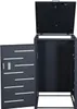 A dark gray metal trash can enclosure with the front door and lid open, shown against a white background. Anteprima dell’immagine prodotto