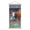 MuchoWow® Textilposter Kuh - Stall - Gras - Kalb 60x120 cm Produktbild-Vorschau 1