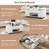 Collage showing a white coffee table in three different modes: normal, desk, and dining. Anteprima dell’immagine prodotto
