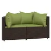 Garten-Ecksofas mit Kissen 2 Stk. Braun Poly Rattan Produktbild-Vorschau 1