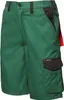A pair of green work shorts with black accents and a red tag. Produktbild-Vorschau