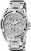 A close-up studio shot of a silver Guess watch with diamond accents. Voir les images du produit