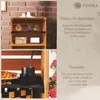 A collage of two images showing a wooden shelf unit with decorative items and a close-up of a diffuser. Podgląd zdjęcia produktu