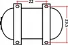 A technical drawing of a horizontal pressure vessel with dimensions indicated. Anteprima dell’immagine prodotto