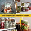 A collage of images showing various mason jars filled with food items and spices, with a promotional text overlay. Produktbild-Vorschau