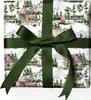 Wald Winter Geschenkpapier mit gemalter Hütten Szene und Produktbild-Vorschau 1