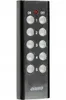 A black remote control with multiple buttons and a brand logo. Produktbild-Vorschau