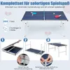 Collage showing a table tennis table and assembly instructions. Náhľad obrázku produktu