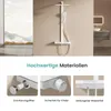 A collage of images showcasing a modern white shower system with various features highlighted. Náhľad obrázku produktu