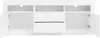 An open white TV cabinet with shelves and drawers against a white background. Produktbild-Vorschau