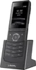 A black cordless phone with a charging base, shown at a slight angle. Produktbild-Vorschau