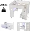 Gaming Hochbett mit Schreibtisch, LED-Beleuchtung, USB & Produktbild-Vorschau 2