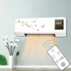 A wall-mounted heater with a remote control and a vase of flowers. Produktbild-Vorschau