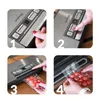 A collage of four images showing the steps to use a vacuum sealer. Anteprima dell’immagine prodotto