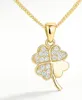 Collana a quadrifoglio d'oro con trifoglio in cristallo Anteprima dell’immagine prodotto 4