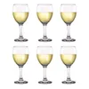 Six wine glasses filled with a light yellow liquid, arranged in two rows of three. Anteprima dell’immagine prodotto