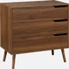 A wooden chest of drawers with three drawers and angled legs, presented against a white background. Produktbild-Vorschau