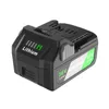 A black and green lithium-ion battery pack with text and indicators. Produktbild-Vorschau