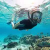 A person snorkeling in clear blue water over a coral reef. Podgląd zdjęcia produktu