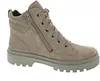 A single beige suede boot with laces and a zipper, shown from the side against a white background. Produktbild-Vorschau