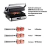 A contact grill with a steak and cooking time suggestions for different levels of doneness. Produktbild-Vorschau