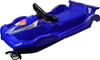 A blue plastic sled designed to look like a race car, shown from a three-quarter angle against a white background. Produktbild-Vorschau