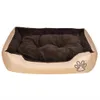 A dog bed with a plush brown interior and a beige exterior, featuring a paw print logo on the side. Náhľad obrázku produktu