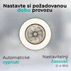 Image shows a decorative ceiling fan with a timer dial, illustrating setting the operational time. Náhled obrázku produktu