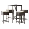 vidaXL 5-tlg. Gartenbar-Set mit Kissen Braun Poly Rattan Produktbild-Vorschau 1