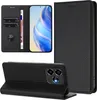 A collage of images showing a black leather wallet-style phone case for a ZTE Blade V60 Vita/V60 Design/Nubia V60 Design/Axon 60 Lite. Produktbild-Vorschau