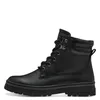 A black leather lace-up boot with a thick sole, shown from the side. Produktbild-Vorschau